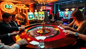 Experience thrilling casino gaming at 32win with vibrant tables and colorful chips.