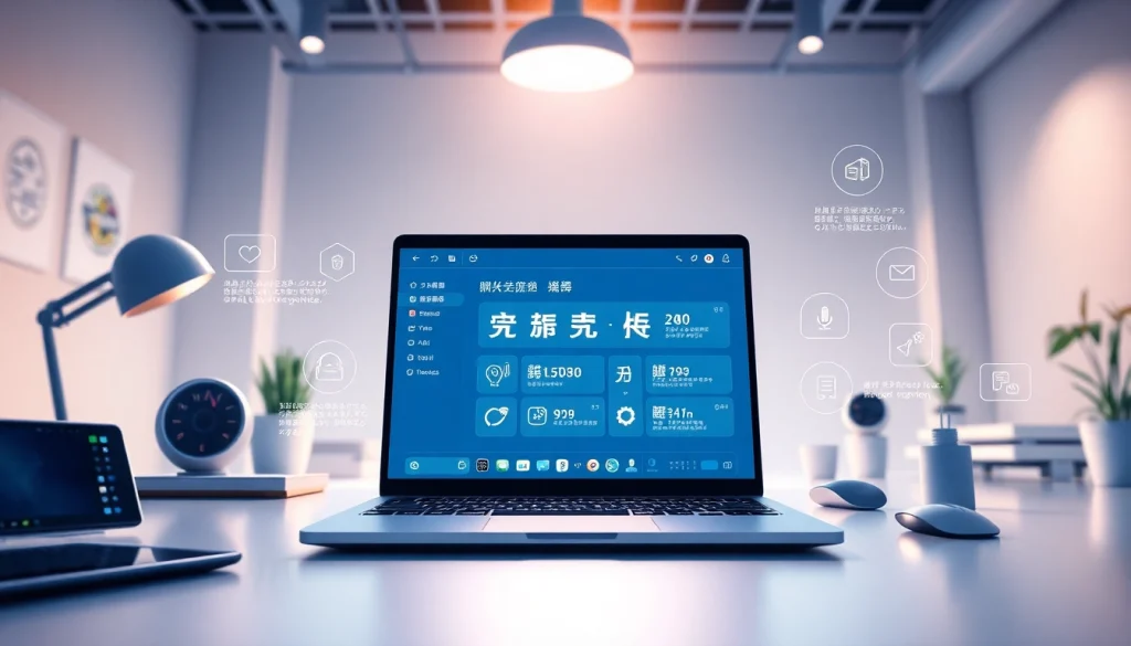 Sogou输入法 interface displayed on a modern laptop in a stylish workspace, showcasing voice recognition and cross-device features.