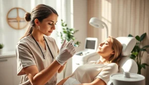 Botox Nyack treatment in a serene medical spa with healthcare professional and patient interaction.