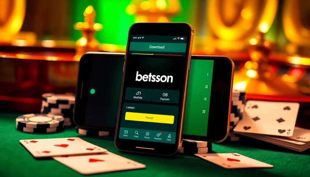 Engaging Betsson Download app showcasing mobile gambling with casino elements.