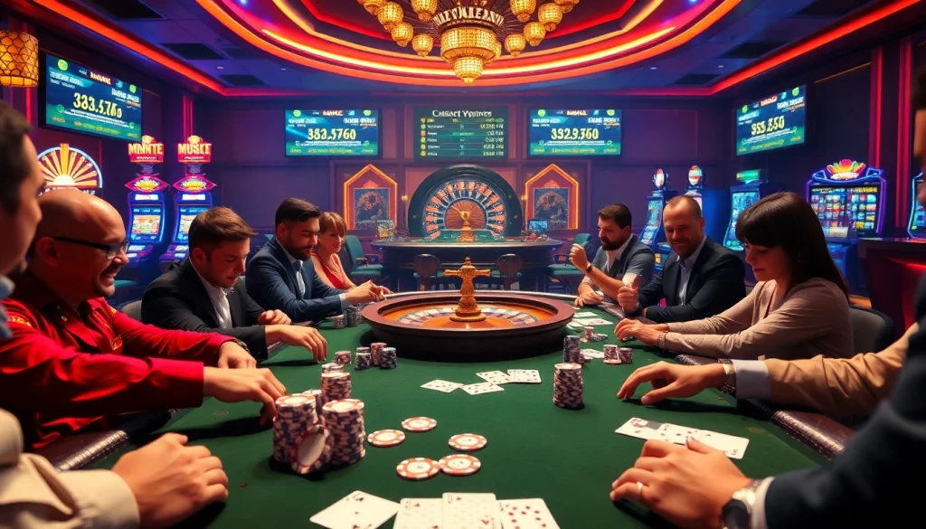 Engage in high-stakes poker at https://m88zo.com/ with vibrant casino visuals and excited players.