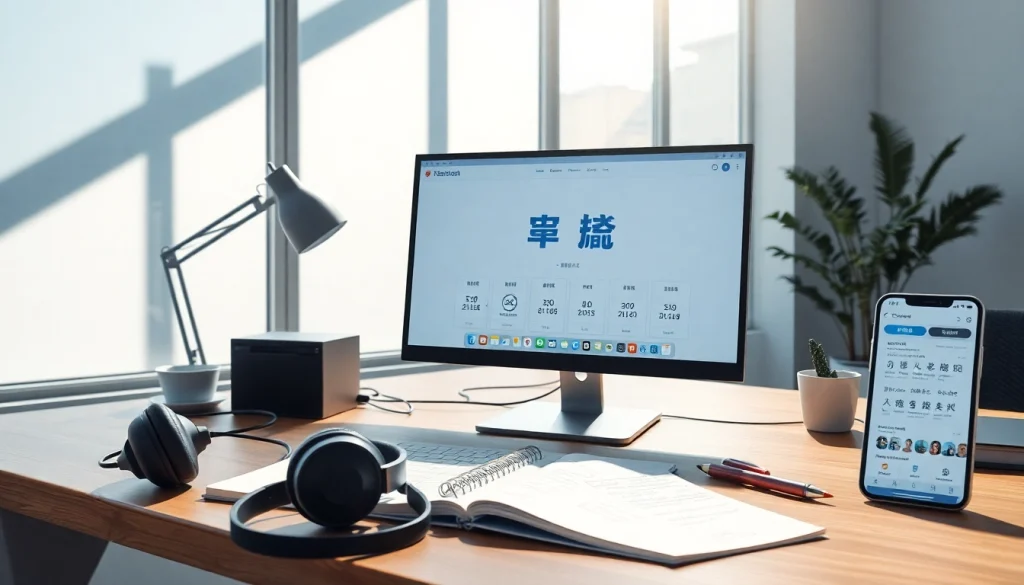 有道翻译 interface displayed on a modern workspace computer, showcasing advanced translation tools