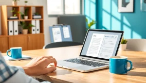 Efficient workspace with WPS电脑版 software on a laptop, showcasing document editing.
