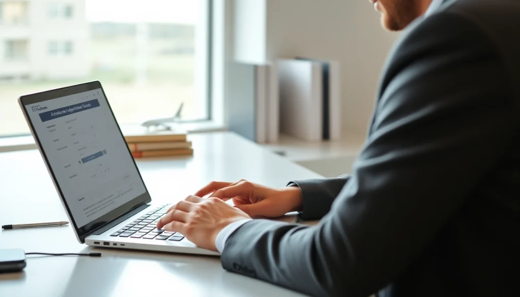 Fill out the eta application uk on a laptop at a serene, well-organized workspace.