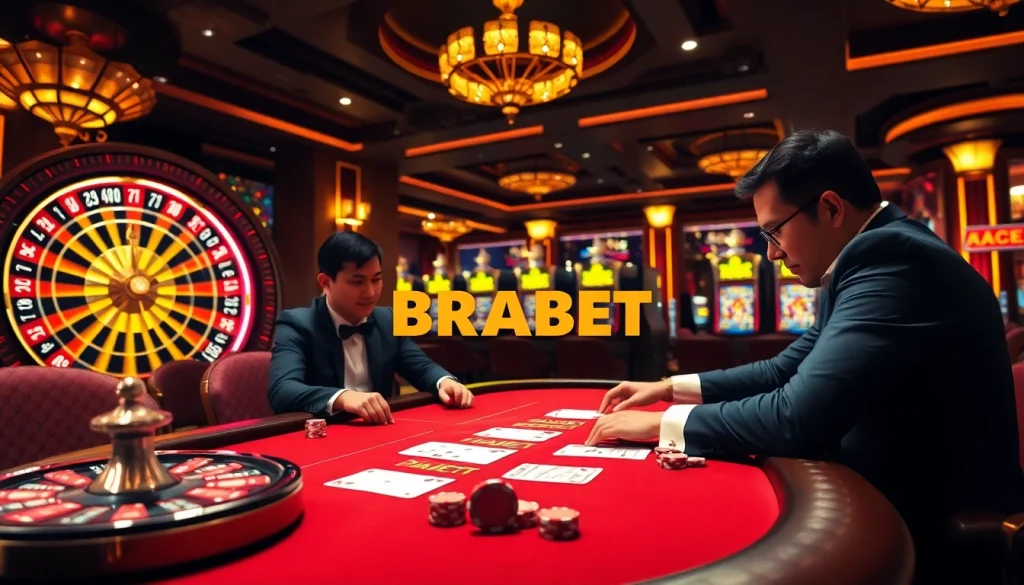 BRABET offers an exciting poker table scene with players engaged in thrilling gameplay.