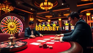 BRABET offers an exciting poker table scene with players engaged in thrilling gameplay.
