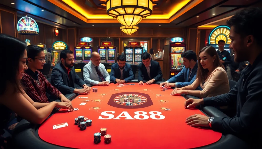 Experience the excitement of SA88 at a luxurious casino table with vibrant gameplay and thrilling action.