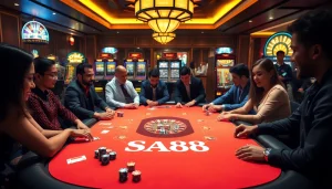 Experience the excitement of SA88 at a luxurious casino table with vibrant gameplay and thrilling action.