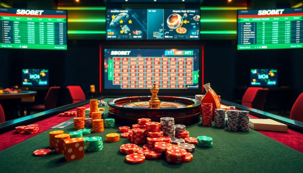 Engage with sbobet's thrilling betting action at a luxurious casino table.