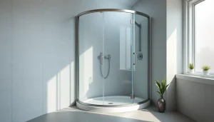 Duschkabine 100x100 in modernem Badezimmer mit eleganten Details, die Komfort und Stil präsentieren.