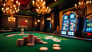 Players enjoying high-stakes gambling with nohu-themed decor in a luxurious casino atmosphere.