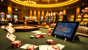 Experience the thrill of gambling with TK88 at a luxury casino poker table.