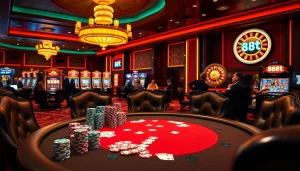 Engaging casino scene featuring poker chips and cards reflecting luxury and excitement linked to 88t gambling.