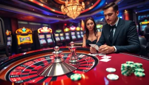 Experience the excitement of ww88 with players engaging in high-stakes poker at a luxurious casino.