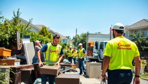 Efficient junk removal services in action, showcasing teamwork and organization in clutter clearing.