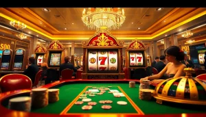 Bermain di slot Depo 1K yang hidup dengan para penjudi yang bersemangat di lingkungan kasino mewah