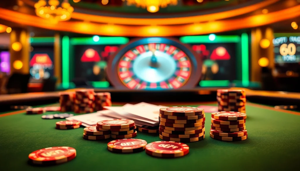 Experience the thrill of winning at 6FF poker, featuring professional setups and vibrant casino ambiance.