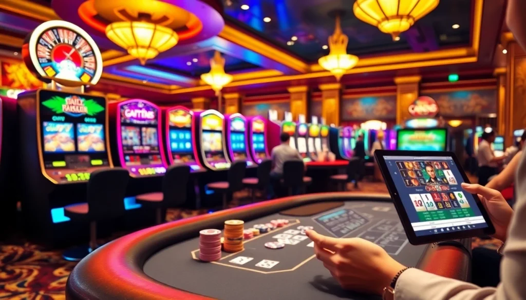 Players enjoying a thrilling game at GA888 casino, featuring vibrant tables and exciting action.