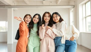 blackpink members showcasing their unique styles and camaraderie in a lively studio setting.