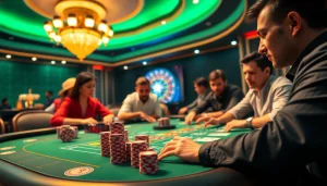 K9K9 game setup in an exciting casino atmosphere with poker chips and roulette wheel.