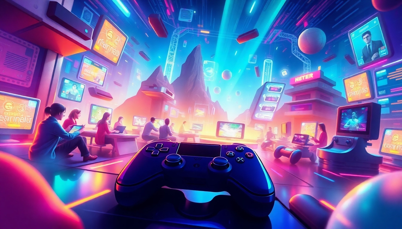 Dynamic gaming scene showcasing JAMETKUPROY88's digital world with vibrant elements.