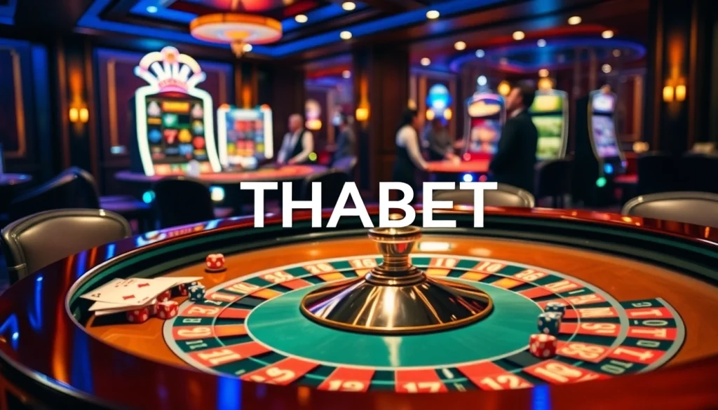 Experience a thrilling gaming atmosphere at THABET casino with vibrant tables and exciting games.