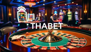 Experience a thrilling gaming atmosphere at THABET casino with vibrant tables and exciting games.
