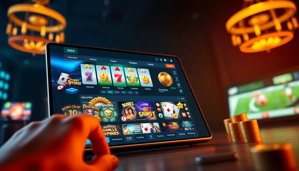 Engaging 559X online betting platform interface showcasing games and excitement.