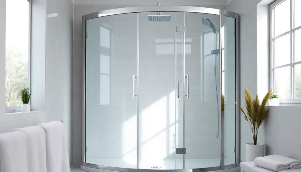 Duschkabine 90x90 komplett in einem modernen Badezimmer mit klaren Linien und eleganten Details.