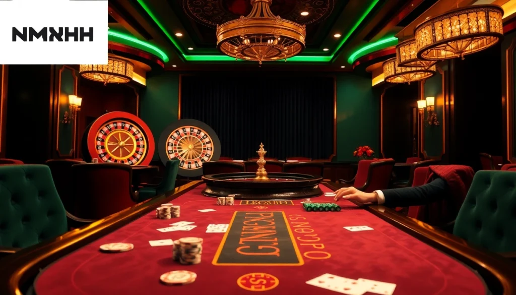 Experience luxury gaming at NOHU with elegant poker chips and vibrant roulette action.