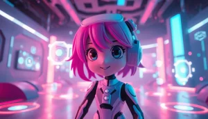 AI nsfw character illustration in a vibrant virtual reality setting