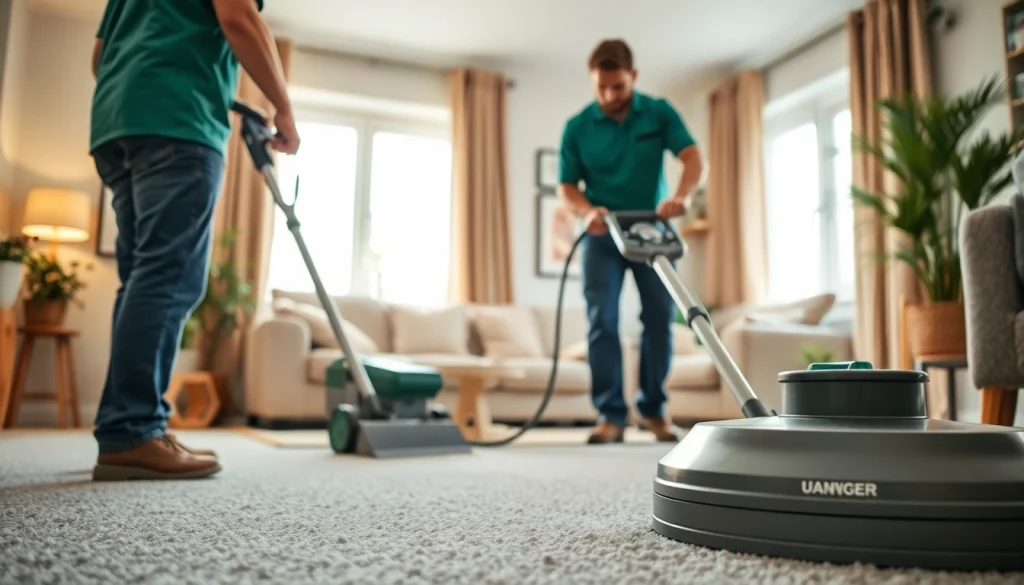 Efficient pet odor carpet cleaning in action with skilled technicians in a cozy home setting.