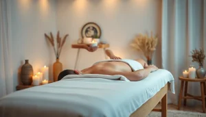출장마사지 service in a serene home setting with a professional therapist.
