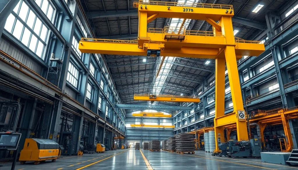 Professional bridge crane transporting heavy materials in an industrial environment