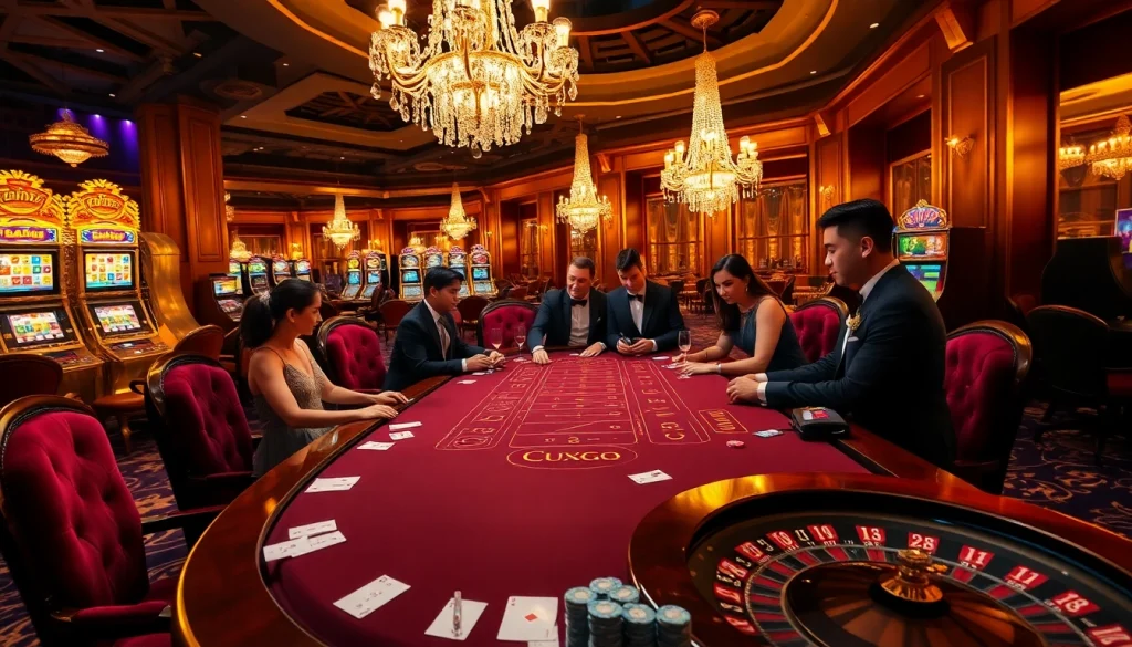 Exciting kerajaanslot gaming table scene in a luxurious casino atmosphere.
