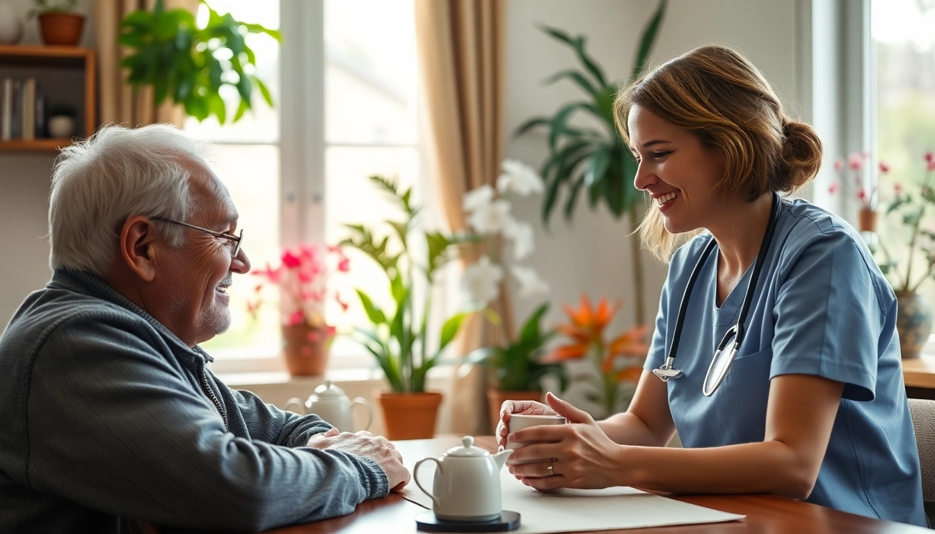Engaging scene of austin senior home care showcasing caregiver and elderly client interaction.