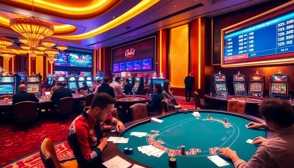 Experience the thrill of thabet with players engaged in exciting casino games, showcasing professionalism and luxury.