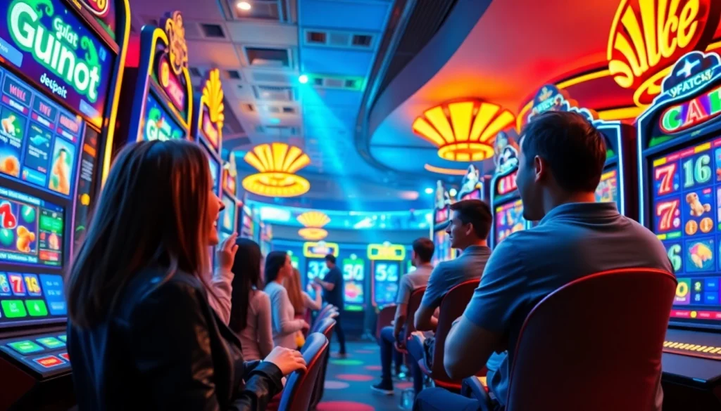 Engaging online gambling scene featuring ulat 123 with dynamic slot machines and live jackpots.