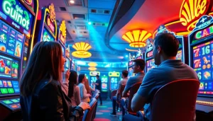 Engaging online gambling scene featuring ulat 123 with dynamic slot machines and live jackpots.