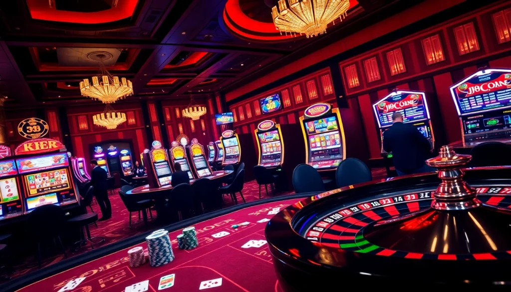 Experience the excitement of j88.com with vibrant casino tables, chips, and thrilling gameplay.