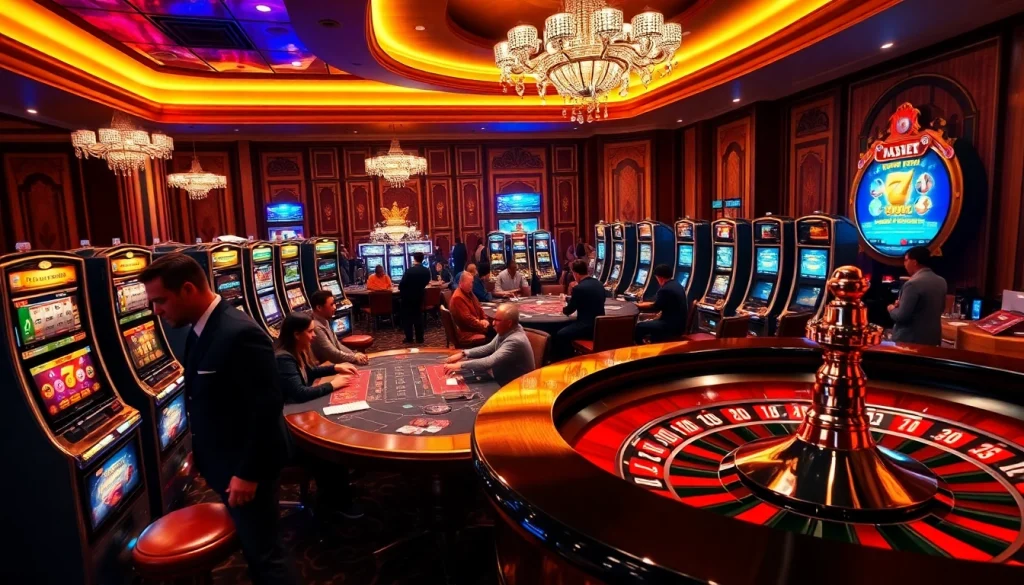 Experience the thrill of tải daga with players at vibrant casino tables and exciting slot machines.