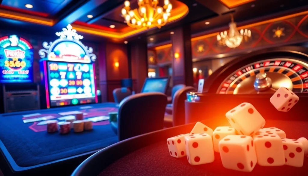 Experience thrilling online gambling at https://lc88x.com/ with vibrant casino visuals featuring poker and slots.