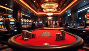 Experience the thrill of winning at the top club casino with stylish poker tables and gleaming slot machines.