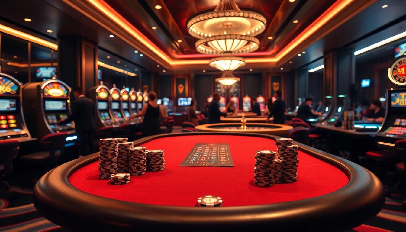 Experience the thrill of winning at the top club casino with stylish poker tables and gleaming slot machines.