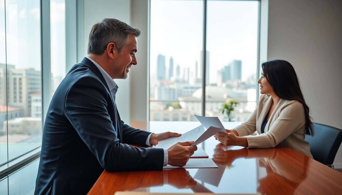 Migration lawyer Melbourne helps clients navigate immigration processes in a modern office.