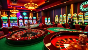 Players enjoying a thrilling gambling experience at HAYBET casino, featuring a luxurious atmosphere and vibrant tables.
