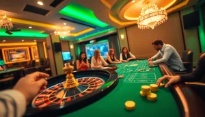 Exciting online casino experience at 98win with players enjoying poker and roulette.