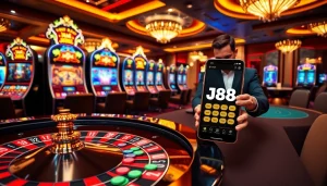 Experience thrilling gaming at J88 with vibrant chips and sleek mobile app interface