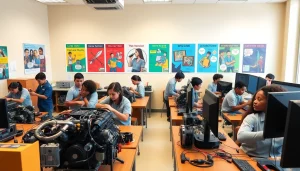 Students in a Trade School Knoxville TN classroom engaging with tools and technology.