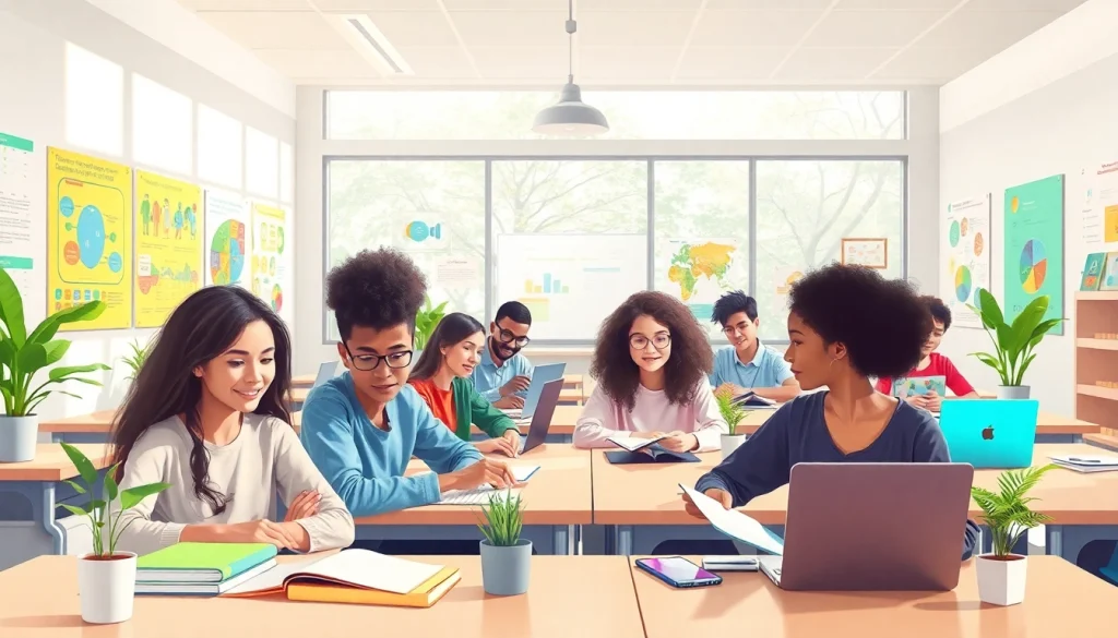 Engaged students collaborating in an innovative education environment focused on equality and learning.